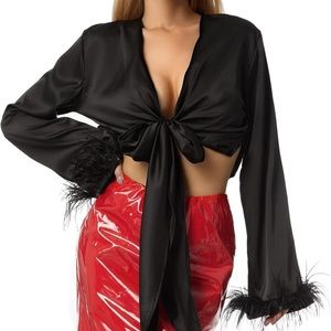 Women’s Feather Trim Shirt Size M